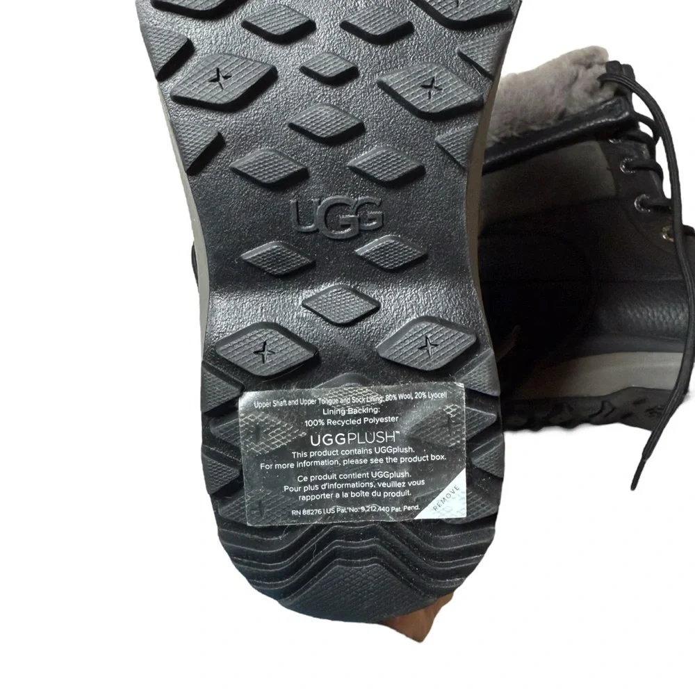 NEW Ugg Women’s Adirondack III Waterproof Fur Boot in Black/Grey Size 5